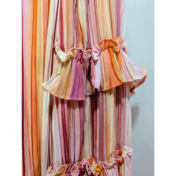 BCBGMAXAZRIA Multicolor Ruffle Chiffon Dress Size 4 NWT - Picture 4 of 10